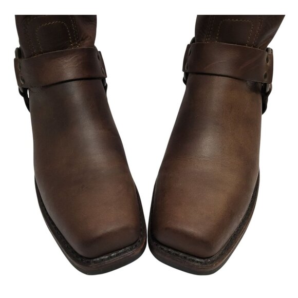 FRYE 8R Harness Short Boot Brown Oiled Leather Western Cowgirl Moto Engineer - Picture 4 of 10